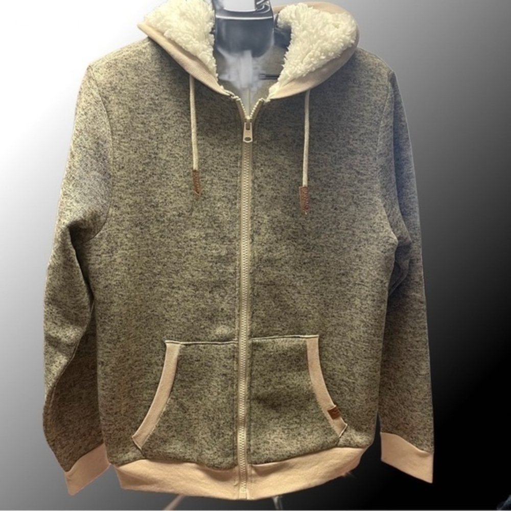 Buffalo David Bitton Fortina Gray Full Zip Sherpa Lined Hoodie Sz Large 🔥NWT​